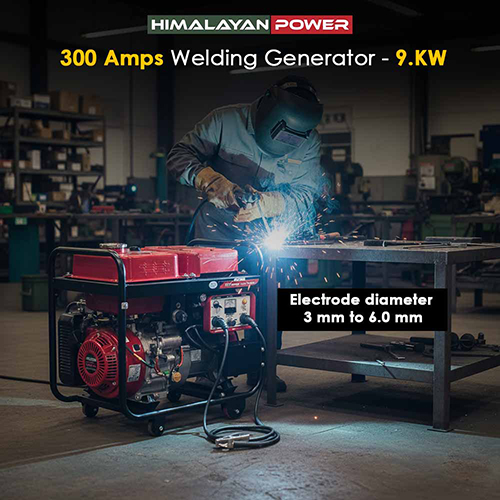 300 Amps Welding Generator - 9.KW ,  Petrol Run, Model HPW-350D, Recoil & Self Start